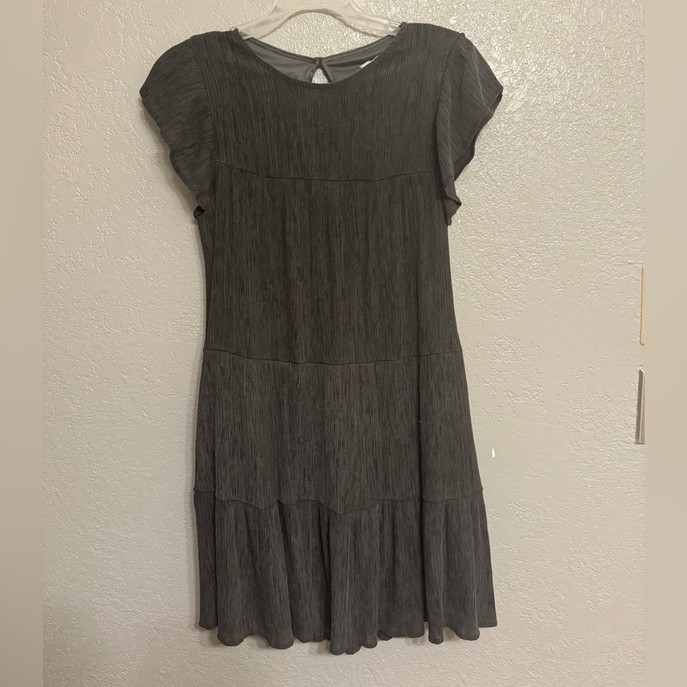 Altar'd State Gray Pleated Midi Sundress